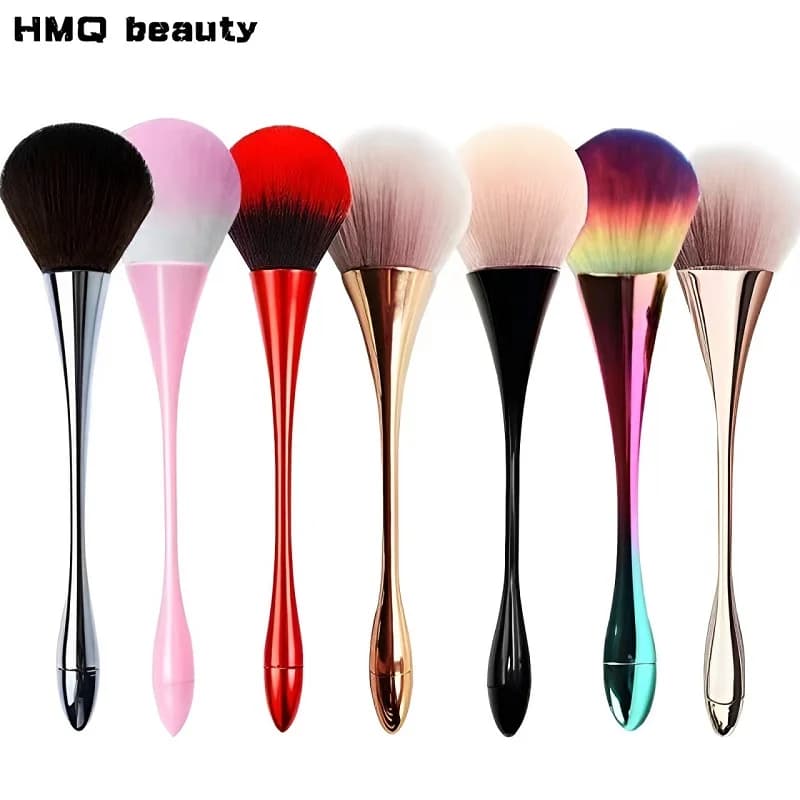 Pennelli per Trucco Professionali in Oro Rosa, Pennello Morbido per Blush, Grande Spazzola per Pulizia Unghie, Strumento Cosmetico per Manicure e Bellezza