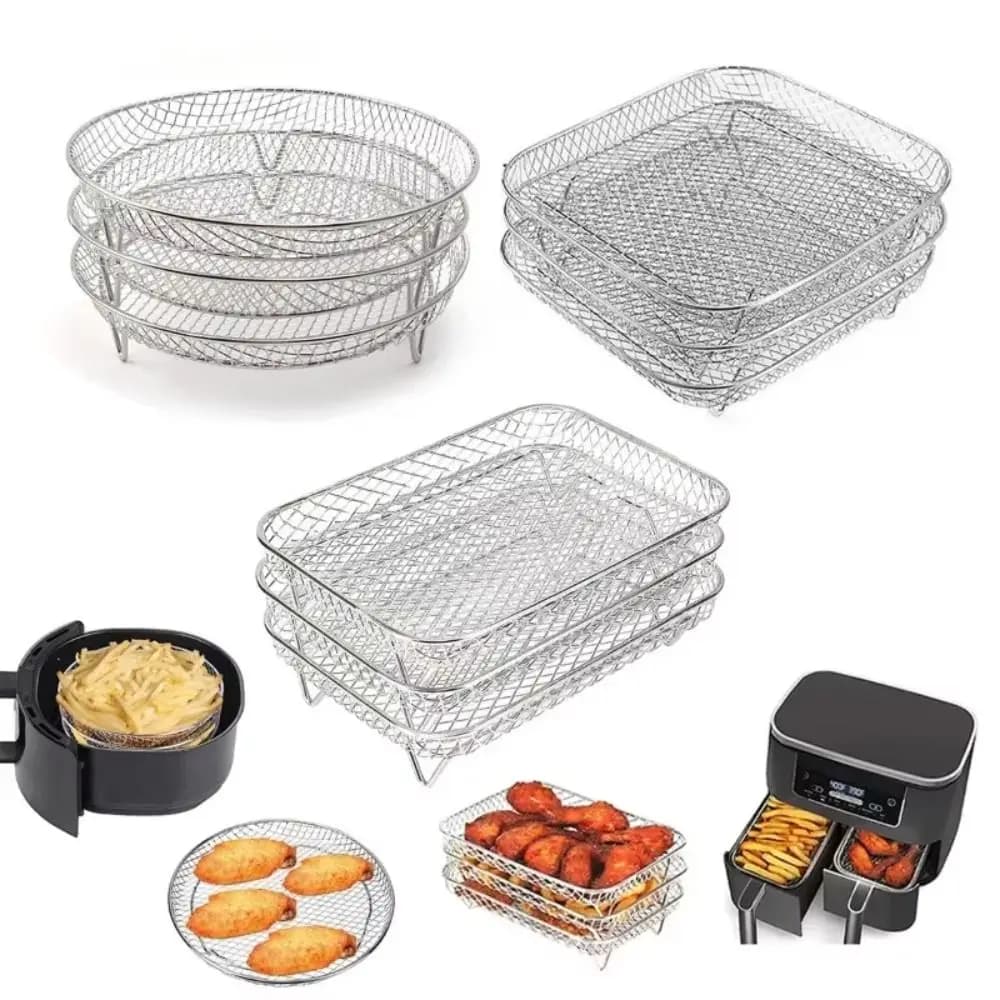 Stainless Steel Air Frying Grid Durable, Stackable, Non-stick, New Air Frying Basket, Kitchen Accessories