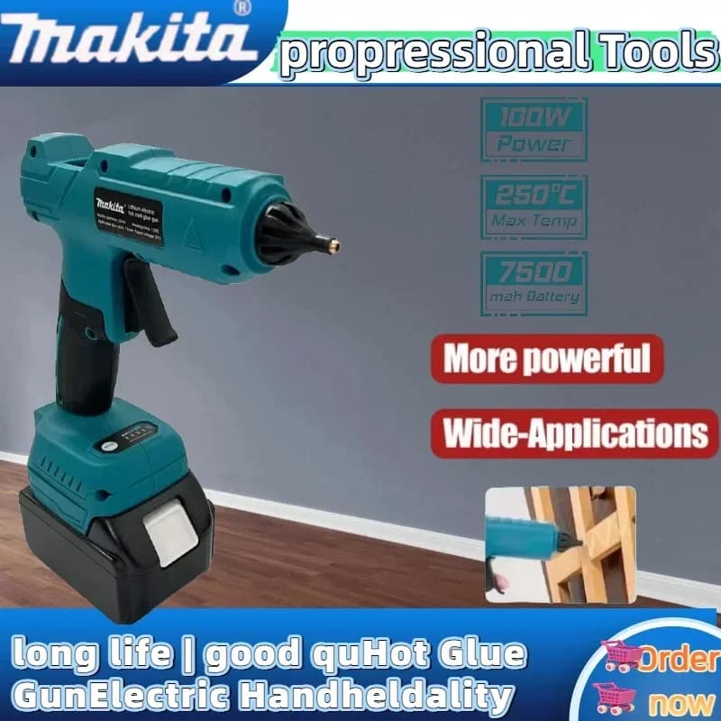 Makita Pistola per colla elettrica portatile senza fili Riparazione Strumento fai da te Pistola ad aria calda per saldatura a caldo Batteria da 18 V