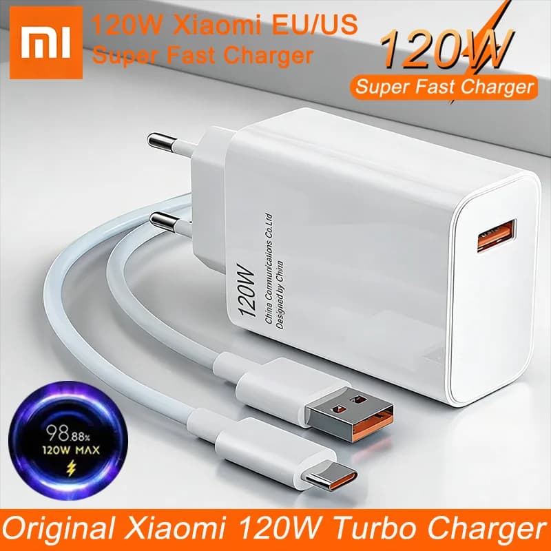 Caricabatterie Originale Xiaomi 120W EU/US, Adattatore da Viaggio per Ricarica Rapida Hypercharge per Mi 17 Ultra 15T 14T Poco M8 Pro F8 X7 Redmi K90