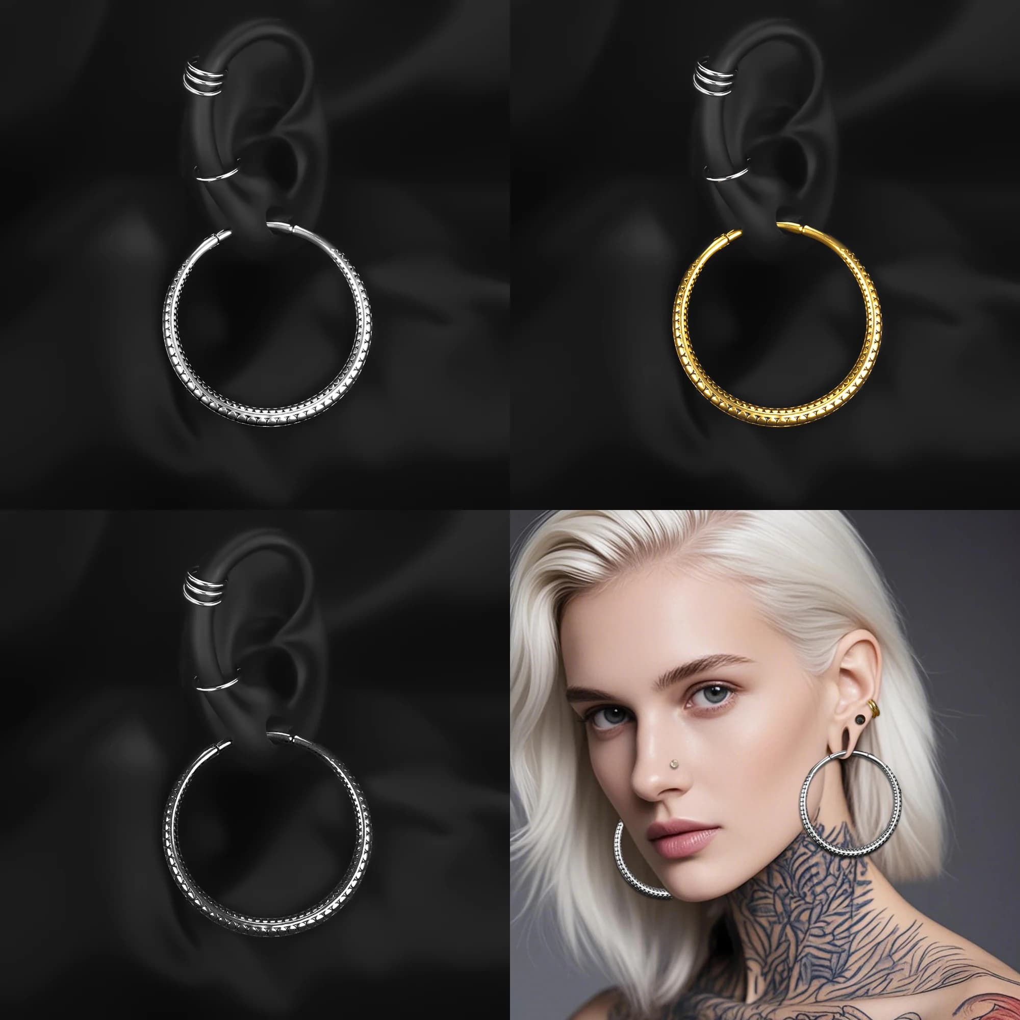 Vanku 2 Pezzi Anelli Moda in Acciaio Chirurgico Pesi per Orecchie per Orecchie Allungate, Ganci per Orecchie da 3 mm Ciondola Calibri Ponderati Orecchini per Donna