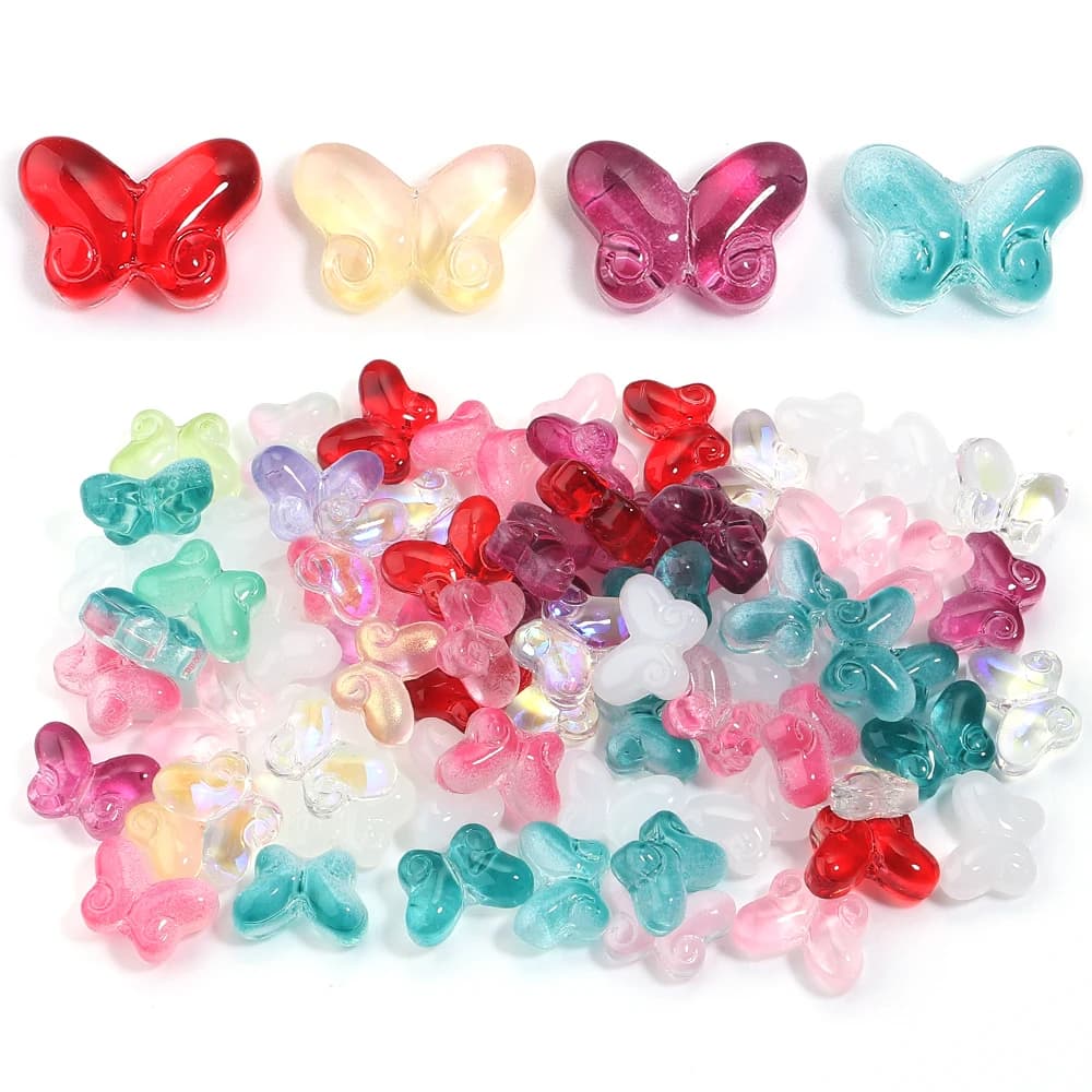 50-100 pezzi di perline smaltate di murano colorate a forma di farfalla perline sciolte di vetro ceco per la creazione di gioielli forniture per collane di orecchini fai da te