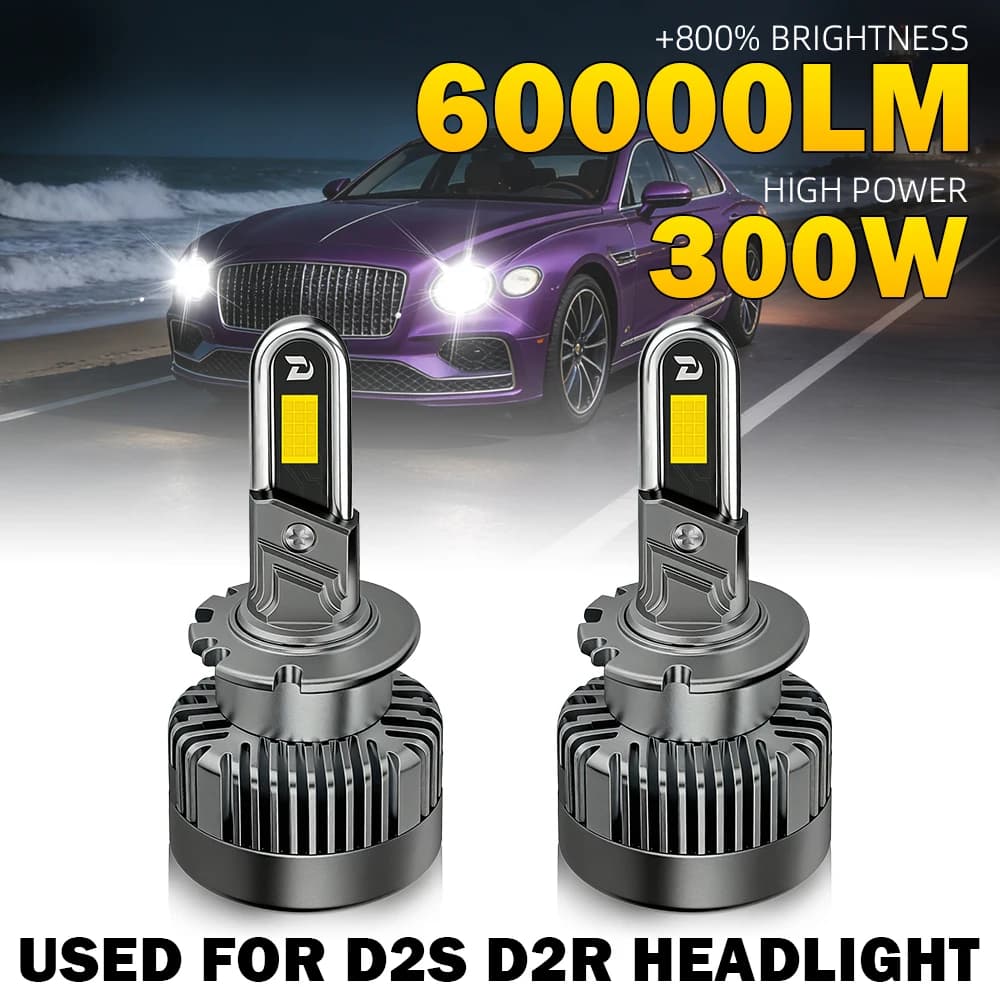 2 Pezzi D2S D2R LED Fari Canbus 300W 60000LM Lampadine Auto 9980 Chip CSP d2s d2r Lampada Auto Xenon HID 6000K Bianco 12V 24V Con Ventola