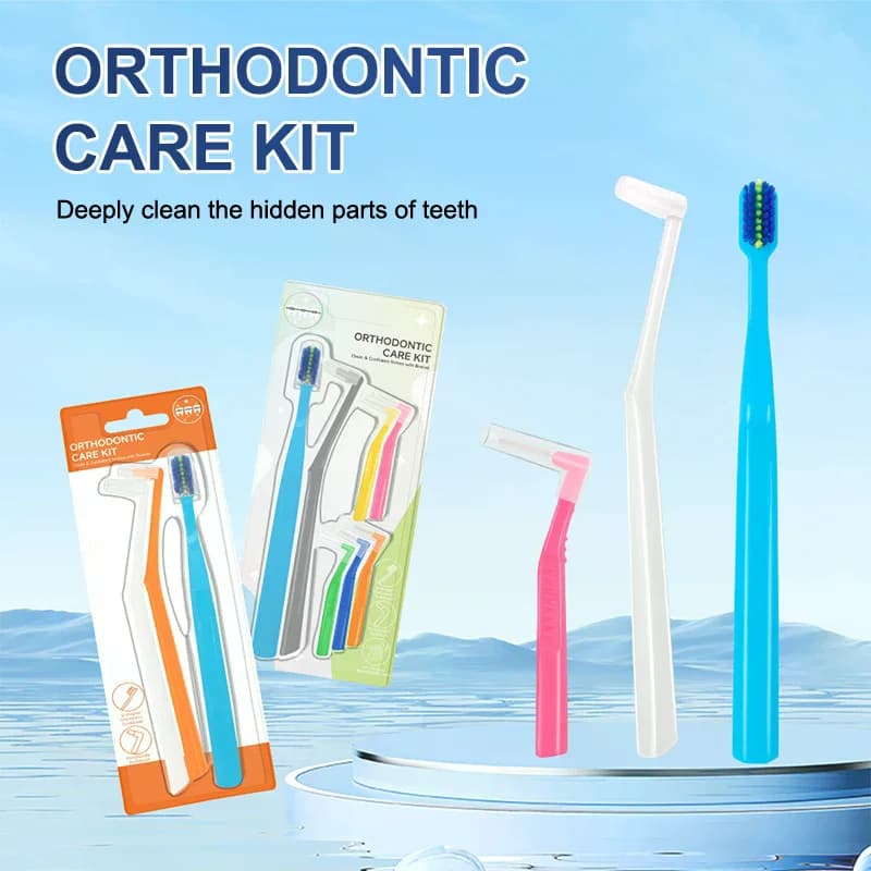 Spazzolino da denti con spazzola interdentale push-pull a forma di L Spazzolino trapuntato Bretelle pulite Spazzolino da denti Spazzolino a setole morbide Igiene orale