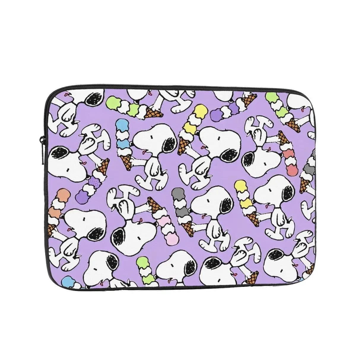 Custodia Protettiva per Laptop con Design Cartoon, 10 12 13 15 17 Pollici, Borsa per Notebook, Custodia Antiurto per Tablet con Motivo Snoopy e Gelato