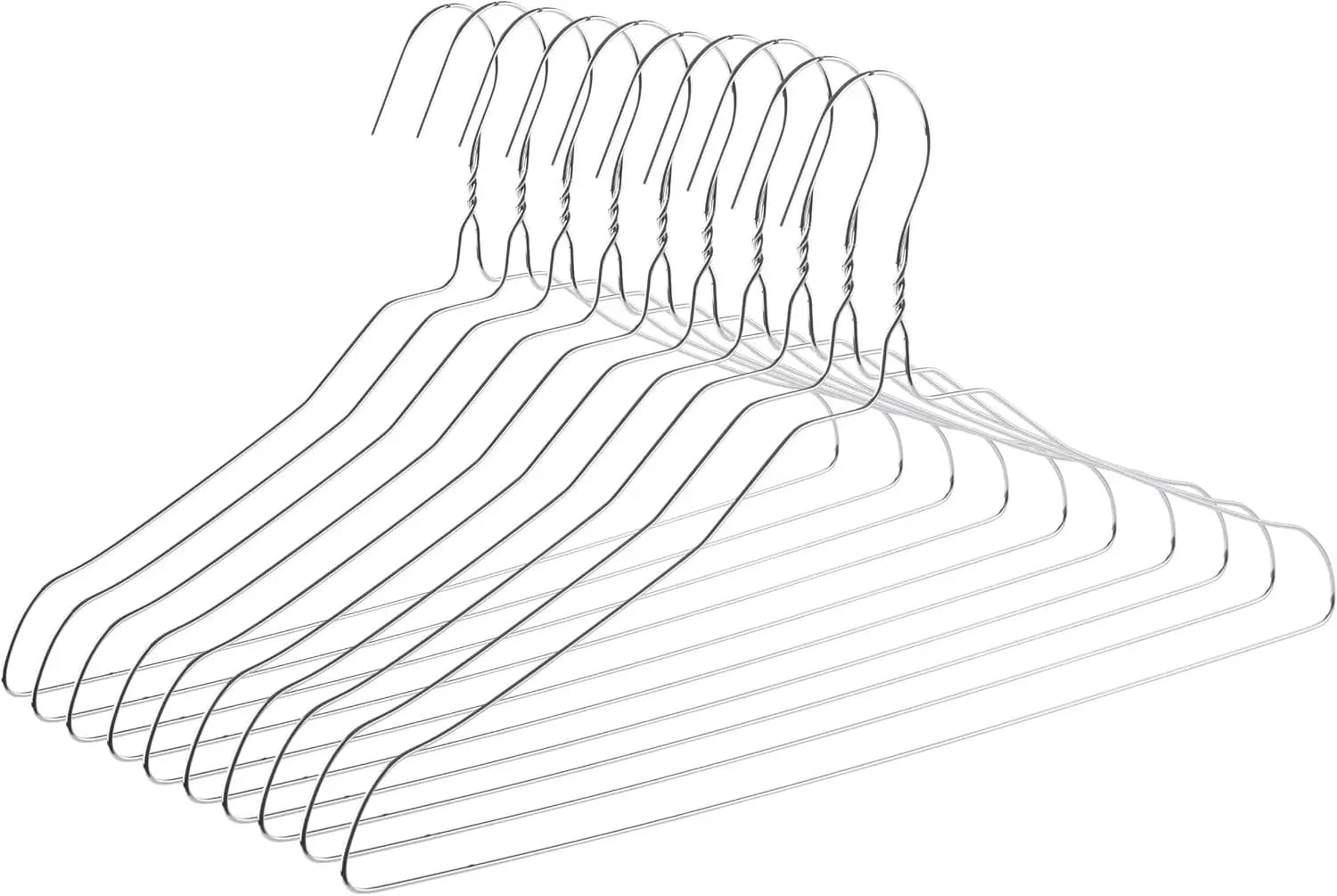 Metal Wire Hangers, 10 Pack, Silver - Slim Space-Saving Clothes Hangers for Closet Organization and Garment Storage