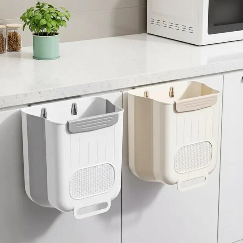 Hanging Kitchen Trash Can with Foldable Design for Cabinets Convenient Use