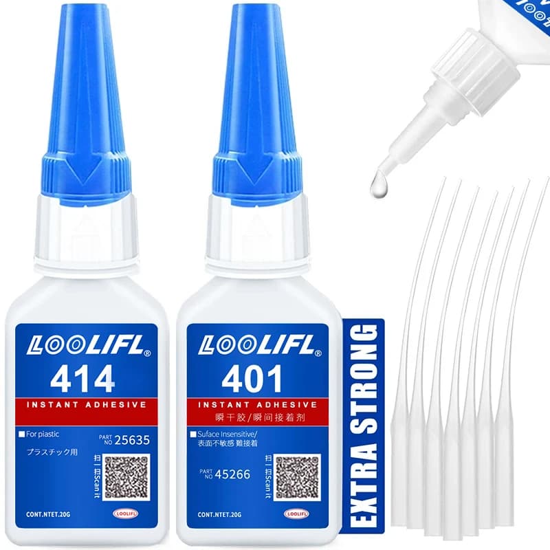 LOOLIFL 20ml 401/406 Super instant glue strong Superglue universal Powerful instant glue for resin Ceramic Metal Glass Fast drying