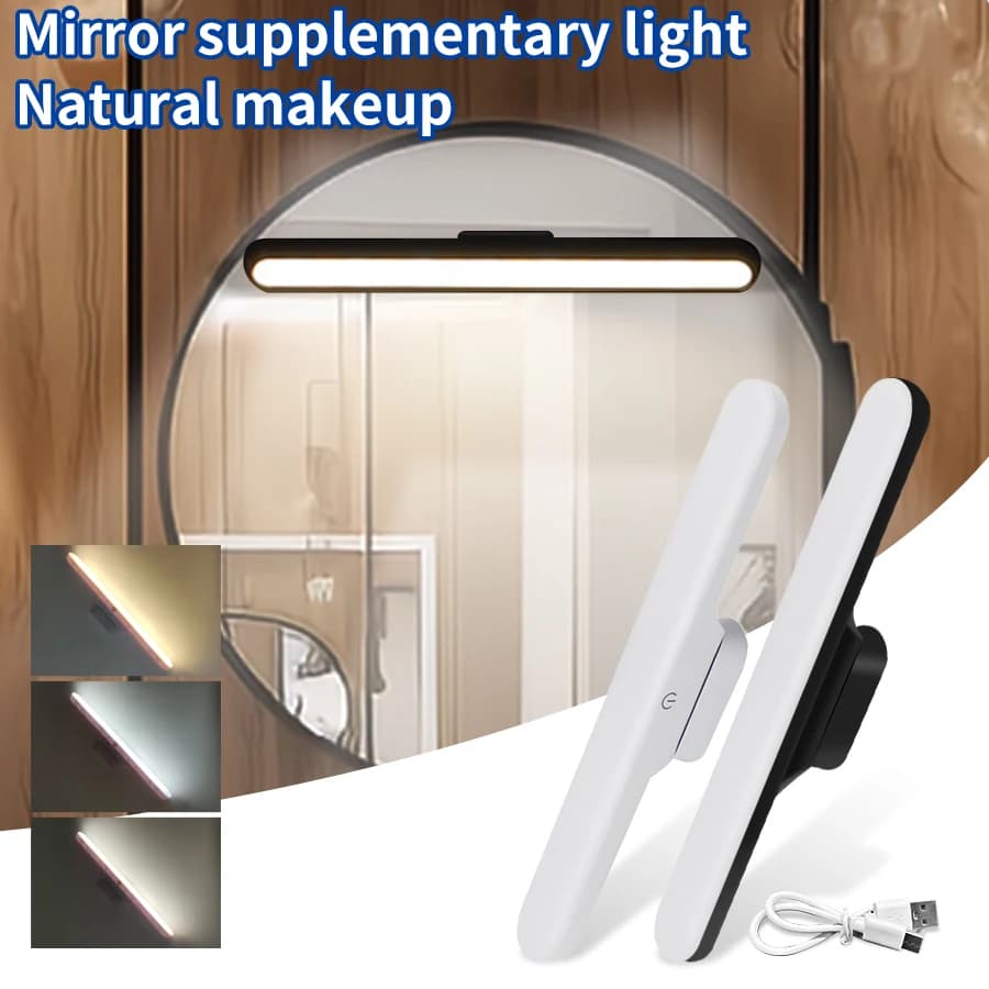 Luce LED per Specchio da Trucco, Lampada da Tavolo Dimmerabile a 3 Colori, Lampada Magnetica USB per Armadio, Luce Portatile per Studio e Lettura