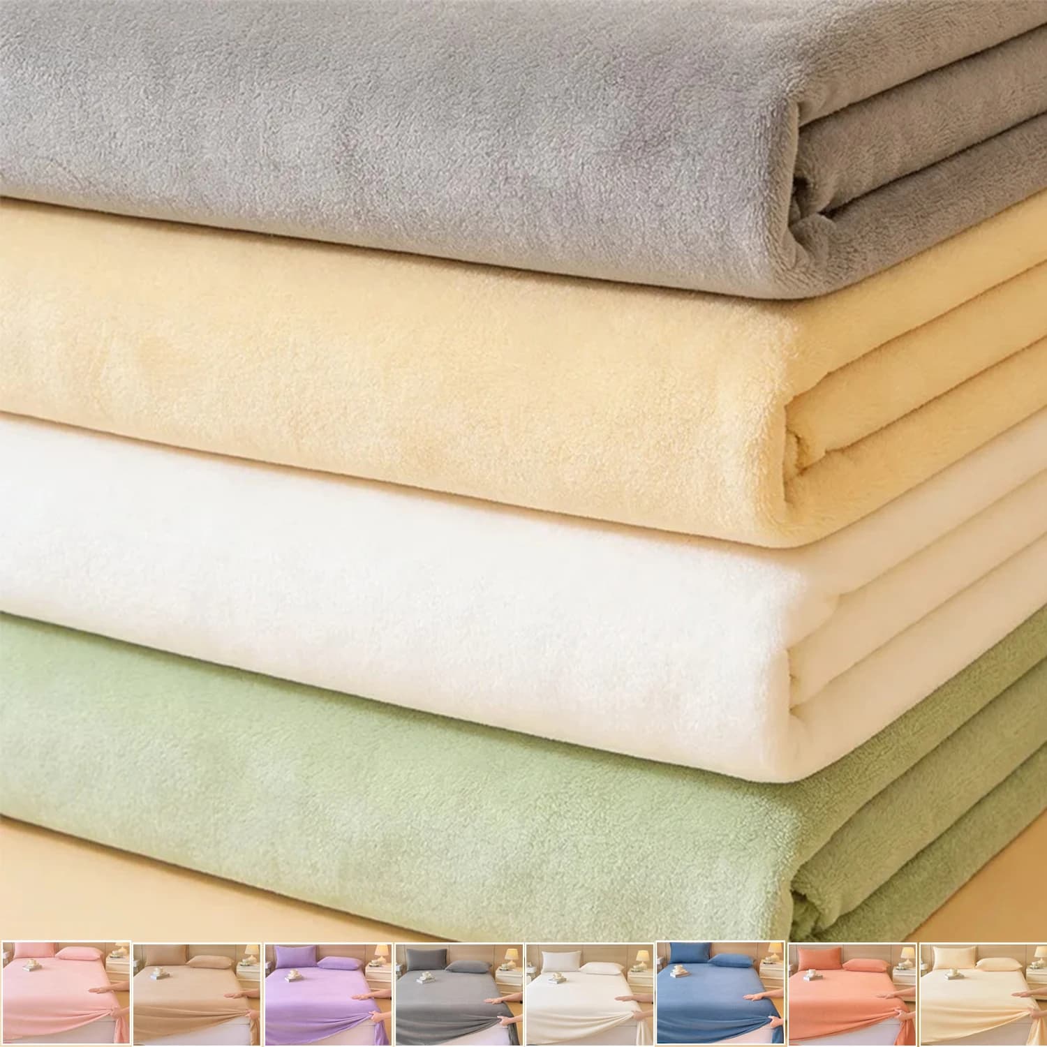 Set of warm thickened milk velvet winter bed linen - Set of 3 pieces washable and delicate on the skin, soft and premium solid color, home decorations