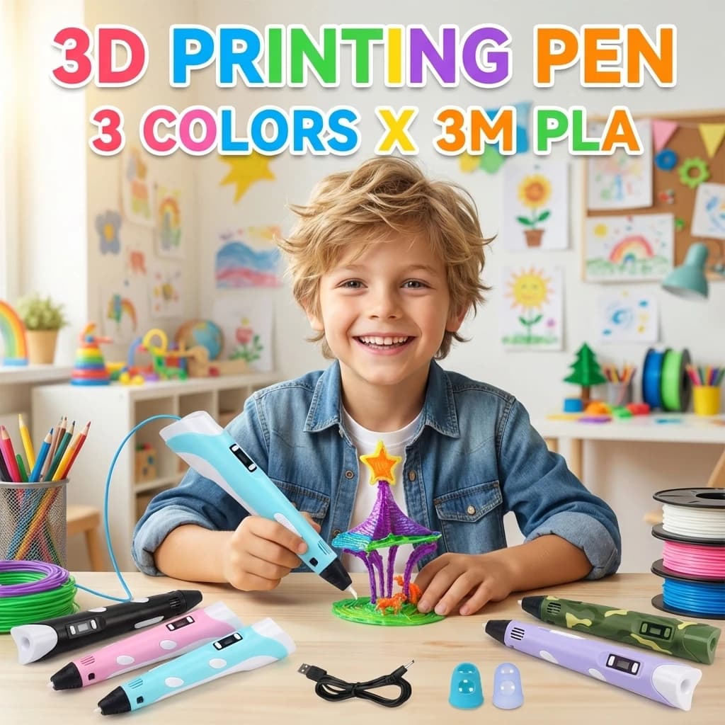 3D Pen for Children with LCD Screen, PLA Filament from 1.75mm, Drawing and Printing Pen Fa-da-Te, Christmas Gift and Children's Birthday