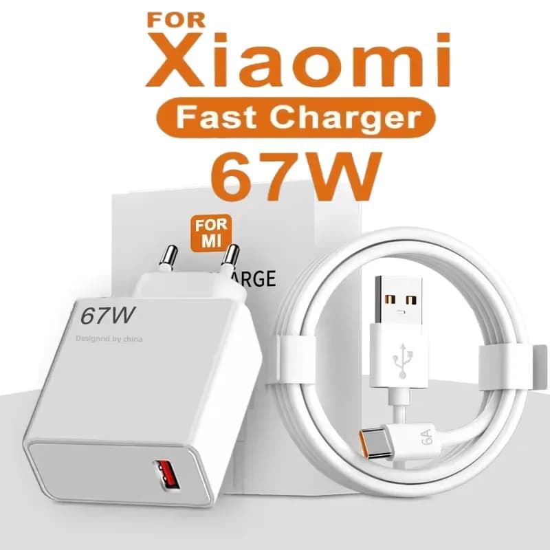 USB 67 W fast charger for Xiaomi 14 13 12 11 10 Ultra Redmi Note 12T 13 Pro Turbo Fast charging cable type C Quick charging adapter