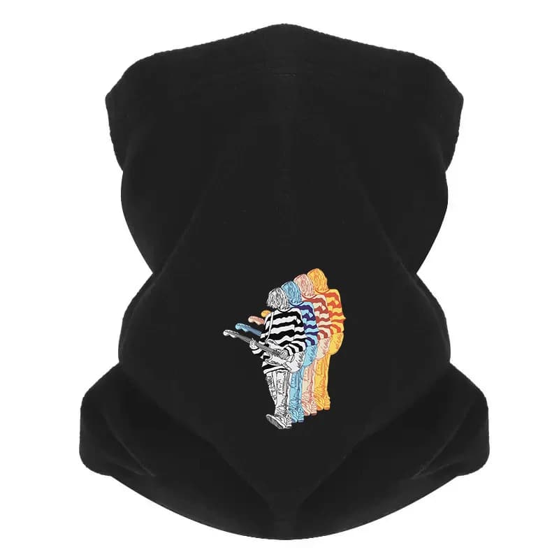 Chitarrista con disegno di camicia a righe Uomo Sciarpa da esterno Maschera Ghetta per il collo Cappello Berretto da donna Copricapo Antivento Mantieni caldo l'inverno Multif