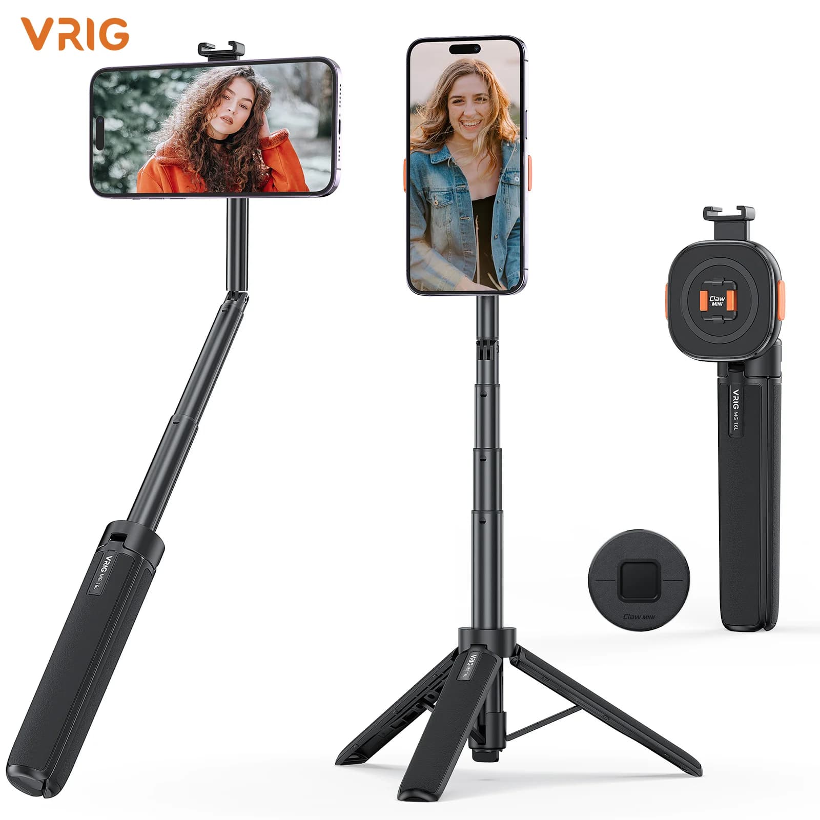 VRIG Magnetic Phone Tripod Stand, MagSafe Quick Release Extendable Selfie Stick, Aluminum 3-in-1 Portable Tripod for Vlog Live