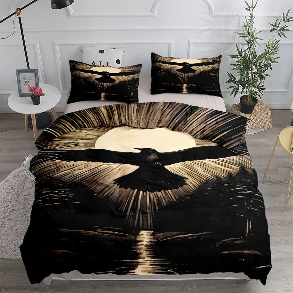 Set copripiumino Dusk Raven Poe Set biancheria letto king size matrimoniale singolo