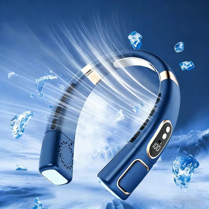 Nuovo Ventilatore da Collo Portatile Senza Pale, Mini USB Ricaricabile, Silenzioso con Luce LED e Display Digitale, Raffreddatore d'Aria Elettrico