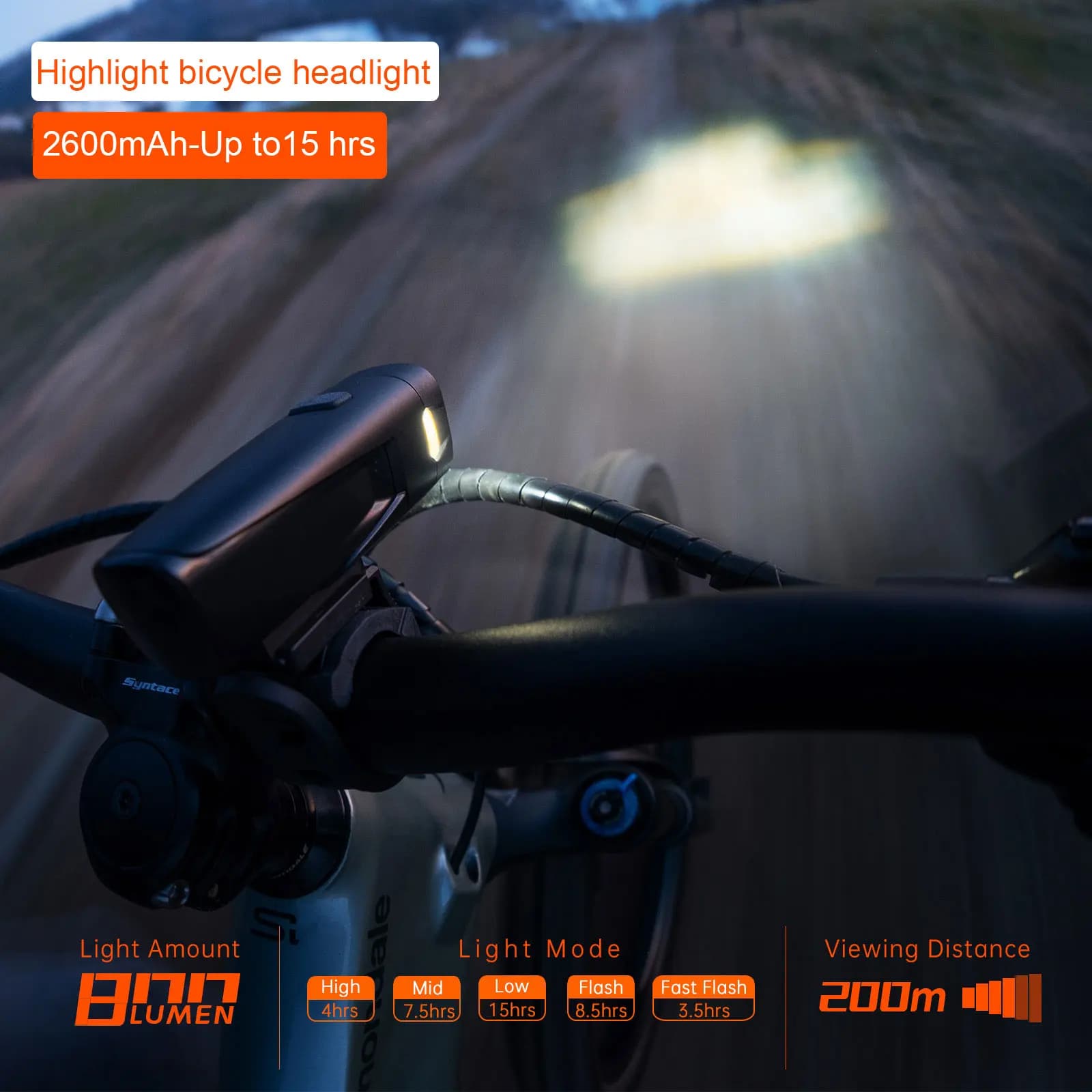 Linkbest Luce per bici 800 lumen Faro per bicicletta USB ricaricabile Luce per ciclo Ciclismo Luce anteriore Accessori per biciclette