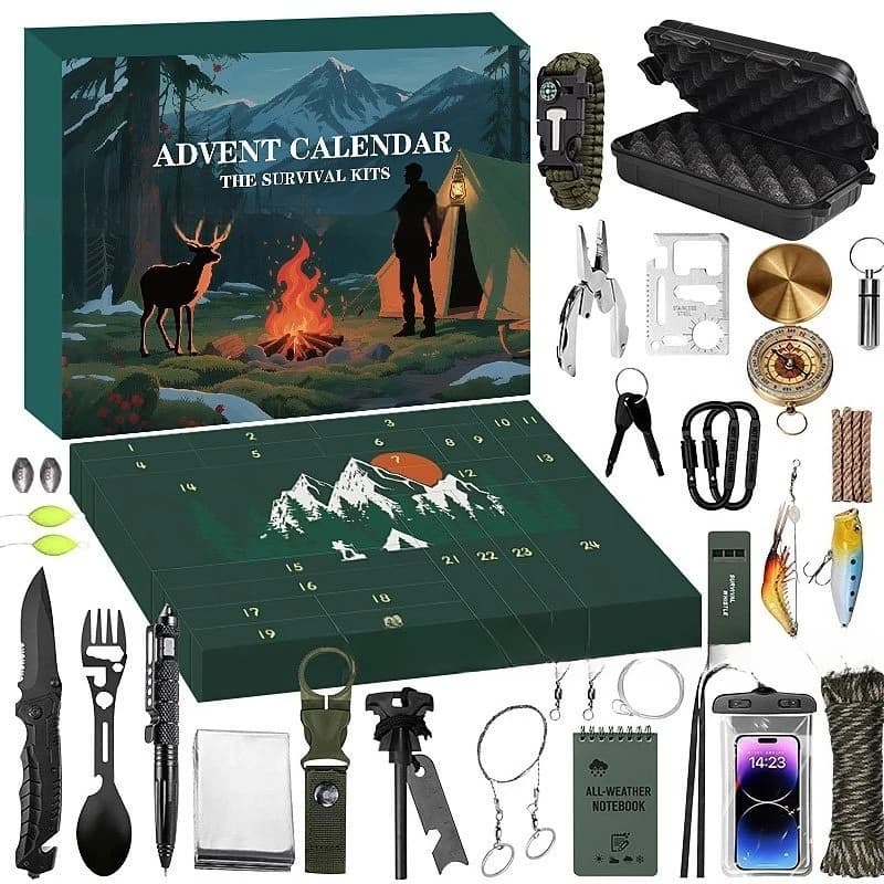 Scatola misteriosa di sopravvivenza all'aperto Avventura multifunzionale Campeggio Escursionismo Kit di attrezzi per esche da pesca di primo soccorso