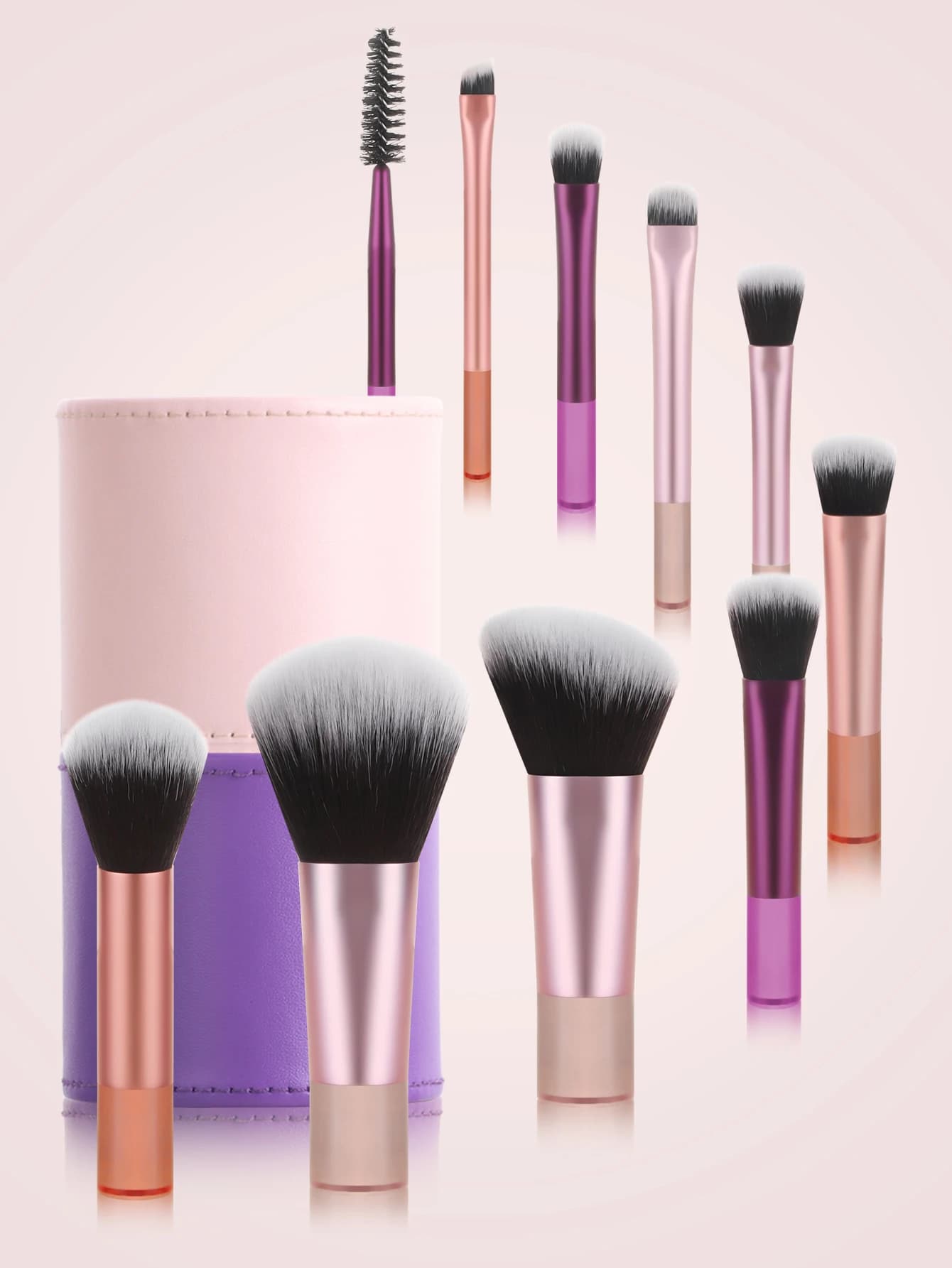 10 Piece Multicolor Makeup Brushes Soft Makeup Brushes for Synthetic Hair Bottom Umbrella Cosmetic Tools With Storage Bucket