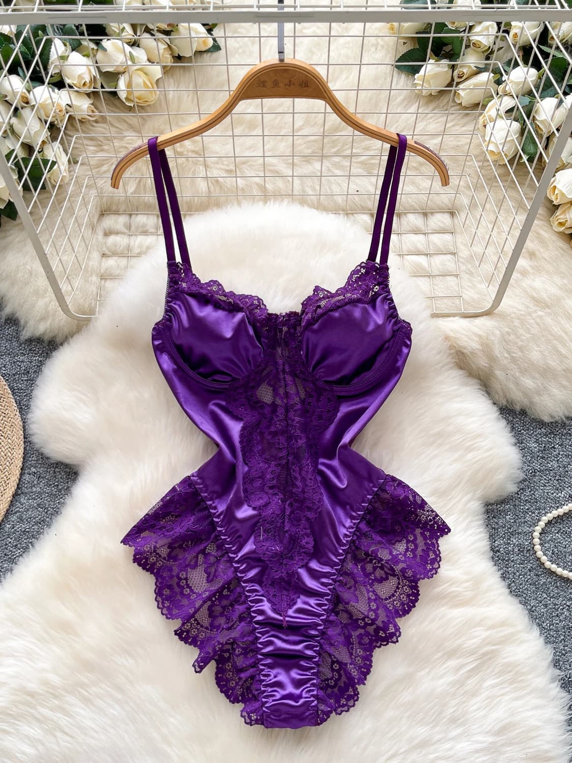 Body in Seta con Cuciture in Pizzo e Spalline Sexy, Top Intimo Modellante a Vita Alta da Donna, Pantaloncini a Vita Alta