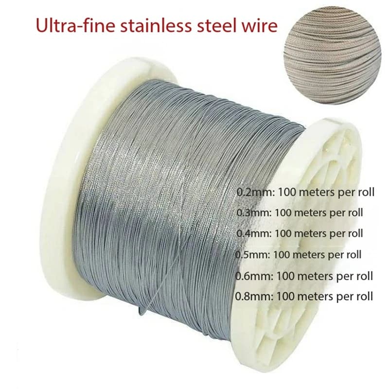 304 Stainless Steel Wire Rope, Anti Bite Wear-Resistant Fishing Line, Ultra-Fine Multi Strand Line 0.3mm-0.8 for Sea Fishing