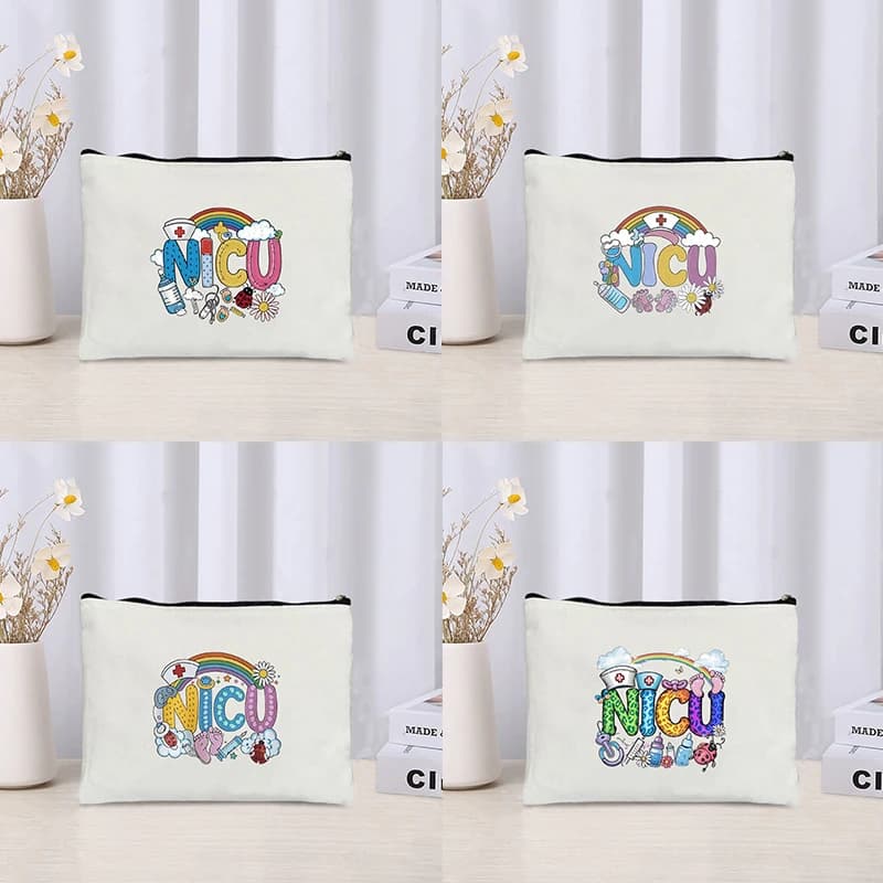 NICU Rainbow Nurse Canvas Zipper Pouch, borsa portaoggetti multiuso, astuccio per matite, portafoglio, borsa da viaggio per rossetti, regalo per infermiere