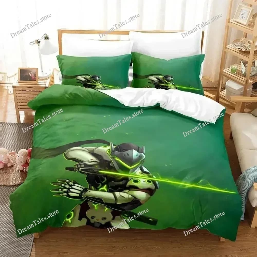 Set di Biancheria da Letto Game Cool Dragon Blade Genji, Disponibile in Varie Misure, per Adulti e Bambini, Set Copripiumino Anime741