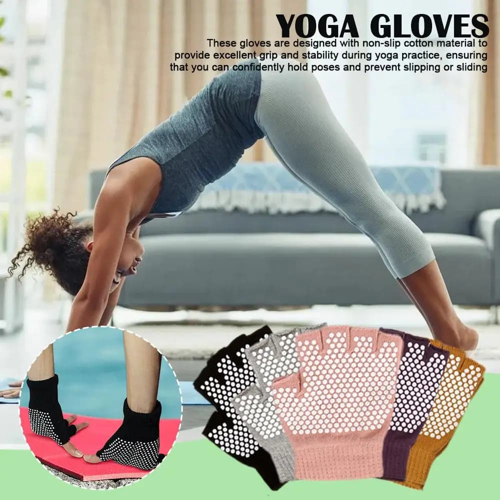 Yoga Gloves Grip Anti-slip Hanging Gloves Man Woman Balance Pilates Fitness Gloves for Yoga Half Gym Protection for fingers Hand W Z7q4