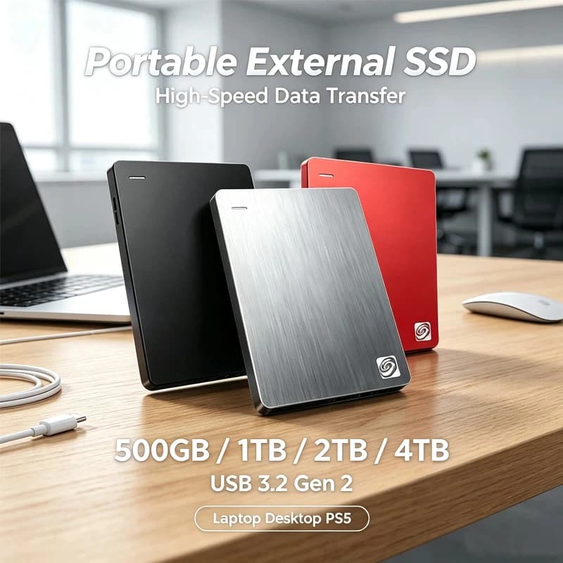 Portable External HDD 02A, High Speed Hard Drive, High-Speed Data Backup for Laptop & Desktop PC, 500GB/1TB/2TB/4TB