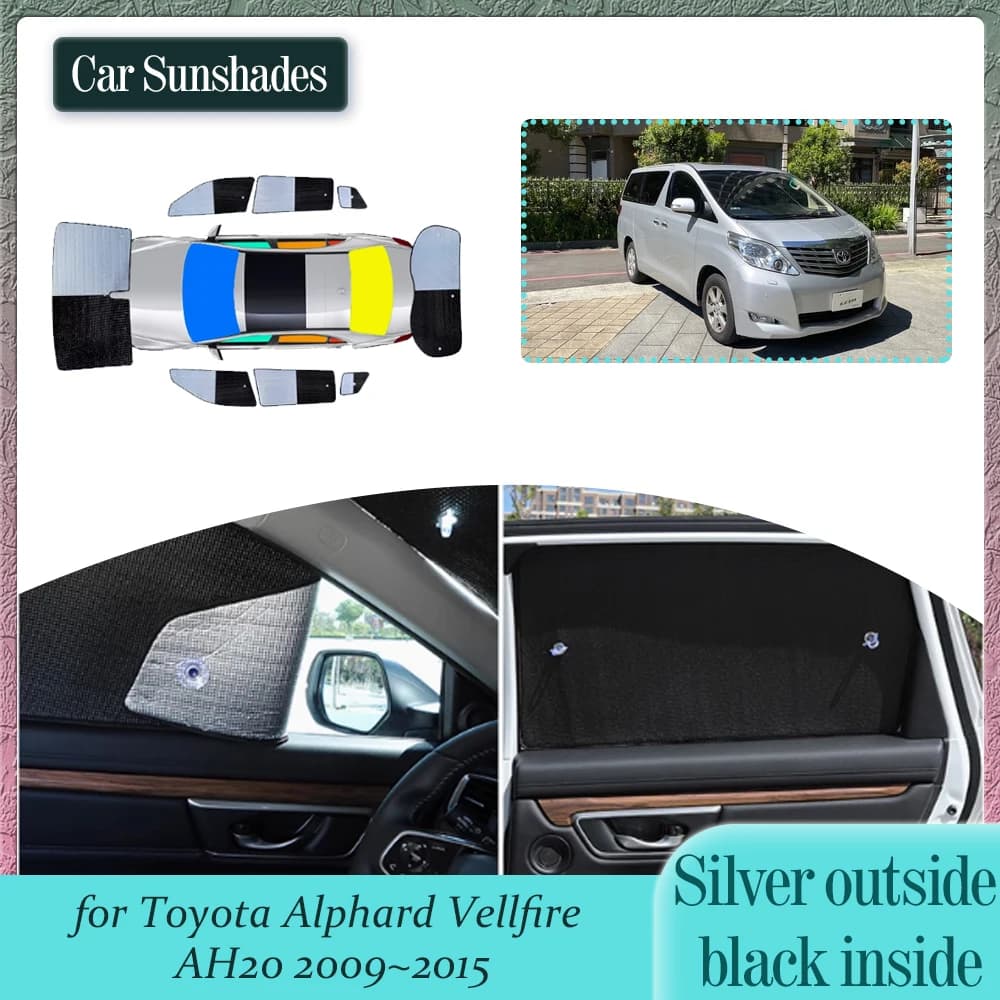 Parasole per Auto Toyota Alphard Vellfire AH20 2009~2015, Tendina Parasole per Finestrini Laterali e Tetto, Accessori per Tettuccio