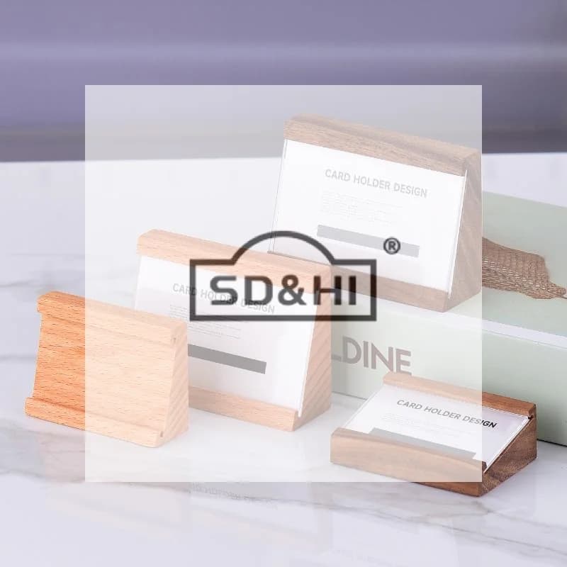 70x40mm Wood Price Label Tags Table Number Name Card Menu Holder Acrylic Sign Display Stand