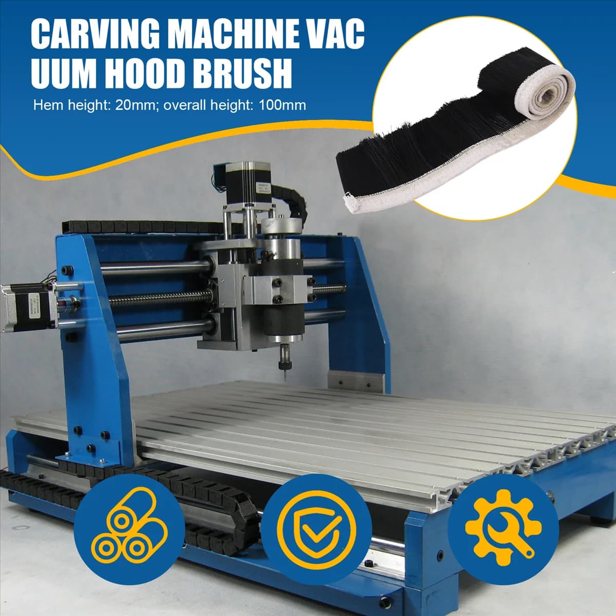 A11I Brush Vacuum Cleaner Dust Collector Engraving Machine Dust Cover for CNC router spindle motor (100 mm)