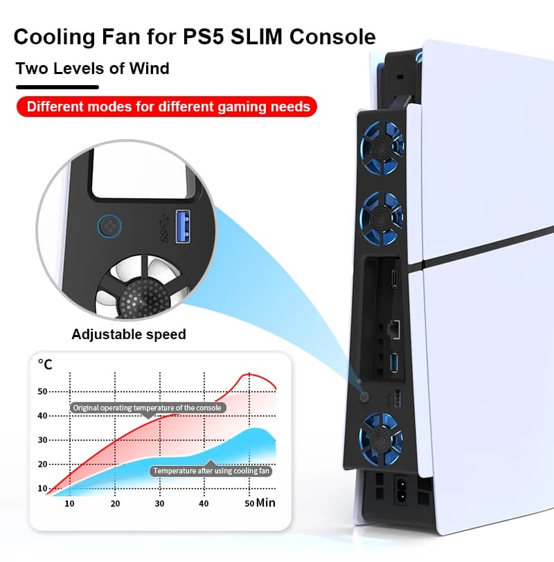 Ventola di raffreddamento per disco console PS5 Slim e digitale con luci a LED Sistema di raffreddamento efficiente per accessori Playstation 5 Slim