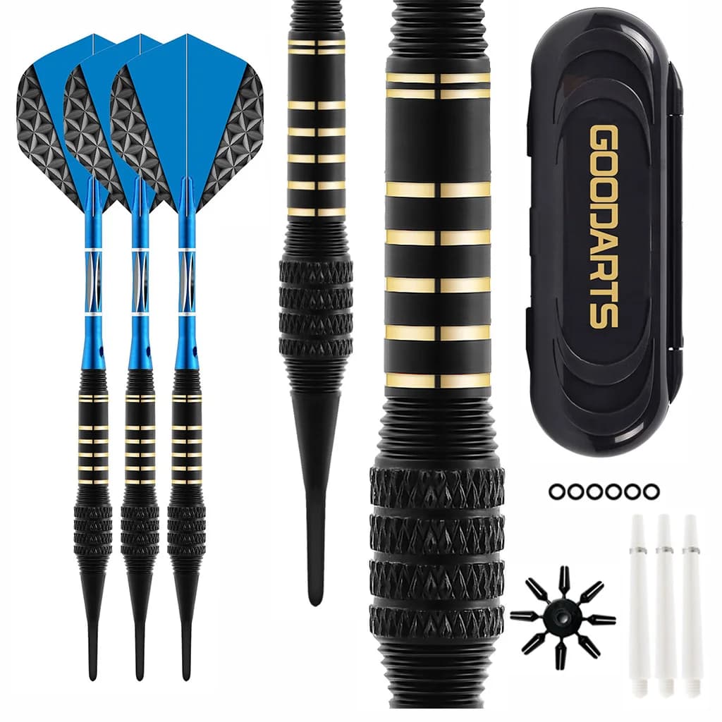 Brass Barrel Soft Tip Darts Set Anti-Slip Knurled Grip Darts Kit with Storage Case for Electronic Dartboard Home Game & Gift