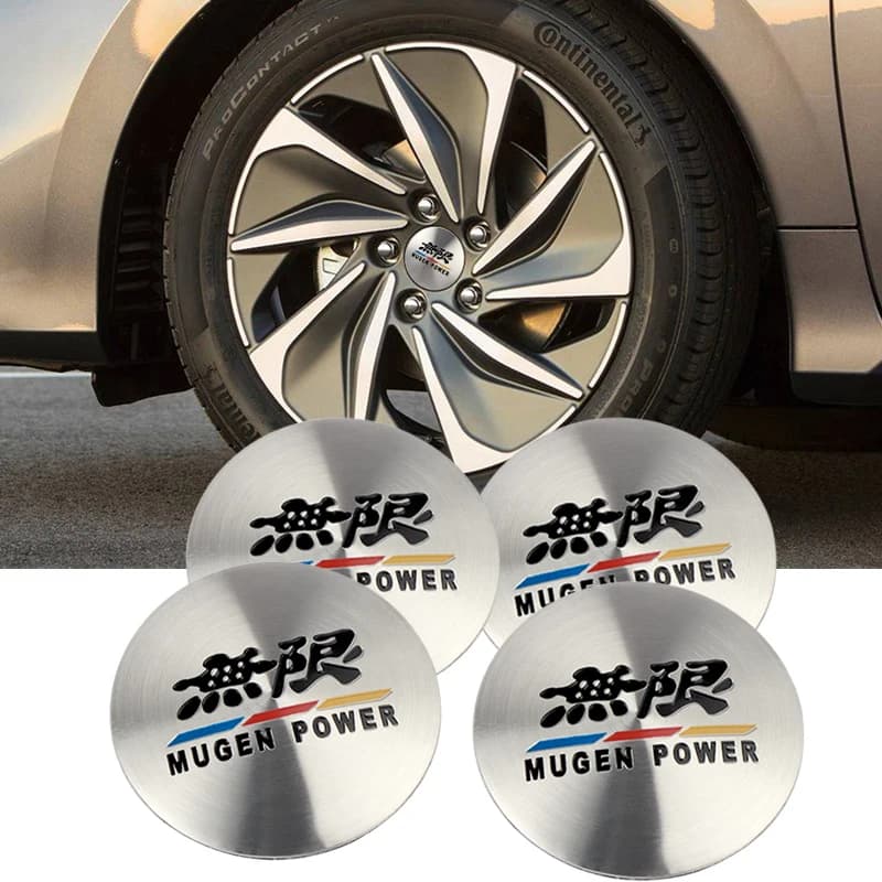4 stickers for wheel cover from 56 mm, car cover stickers, car accessories for Honda MUGEN POWER INSPIRE CR-Z Type R VTEC CIVIC