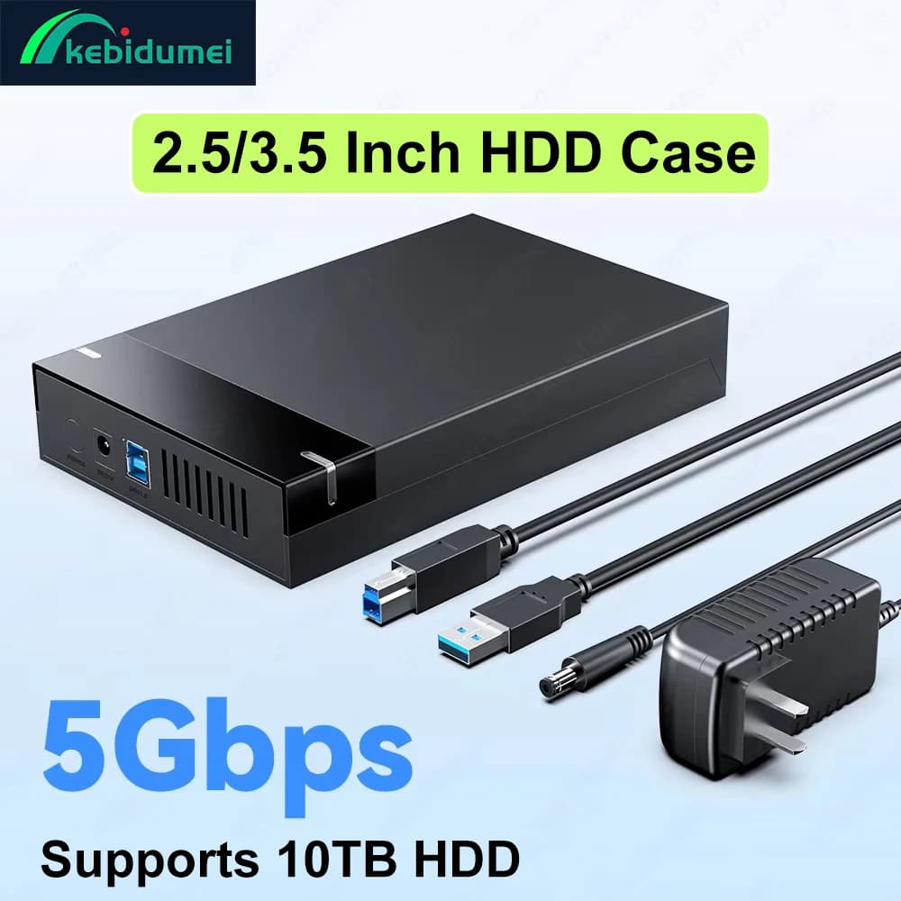 Custodia per disco rigido da 2,5/3,5 pollici Custodia per disco rigido USB 3.0 da 5 Gbps SATA a USB 3.0 Adattatore per disco rigido esterno Scatola HDD da 10 TB per PC portatile