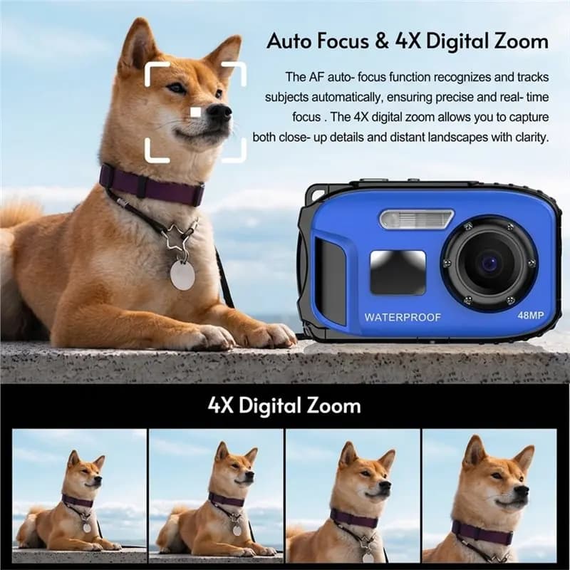 AA87 Autofocus 1080P HD Underwater Camera IP68 Waterproof 48MP Digital Camera For Snorkeling Dustproof Floatable