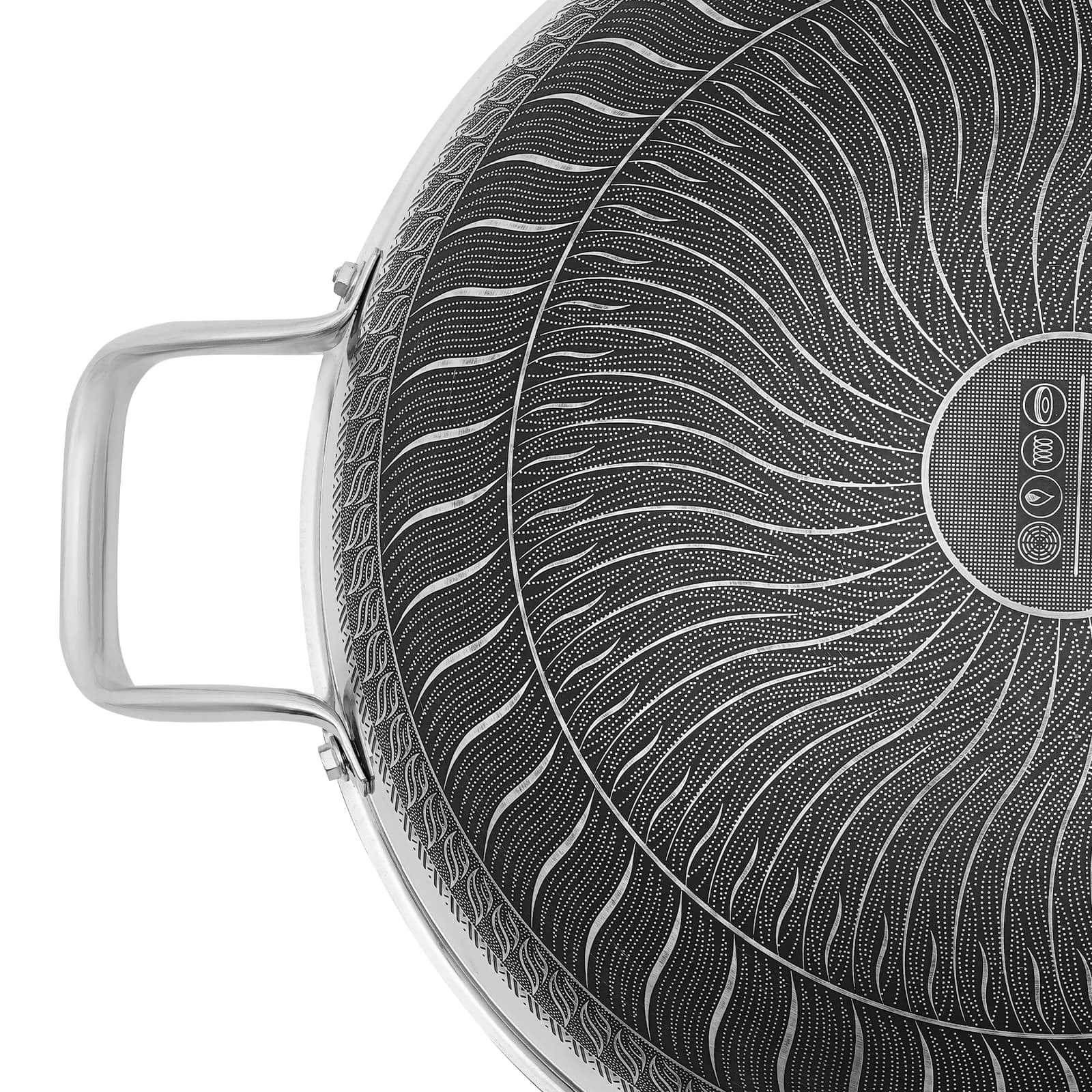 410 stainless steel flat bottom pan from 35.5 * 9,8 cm, pan, pan with practical handle and tempered glass cover