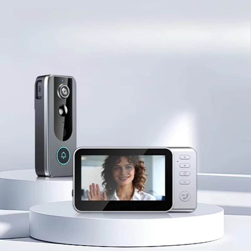 2026 China New Rainproof Night Vision Wide Angle Smart Wireless Intercom Video Doorbell Camera with 4.3 Inch Display Monitor