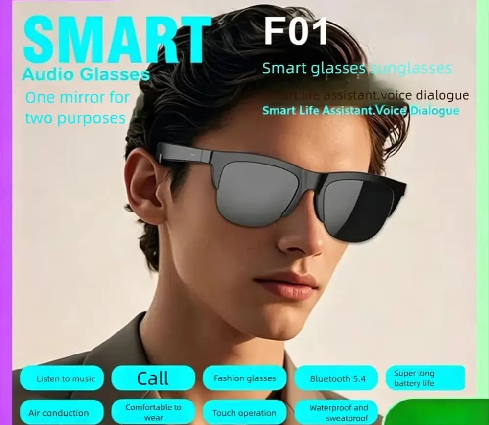 BT5.4 Smart Sunglasses HiFi Sound Music Playing Long Battery Life Call Answer Gaming High Elastic Anti-Glare UV400