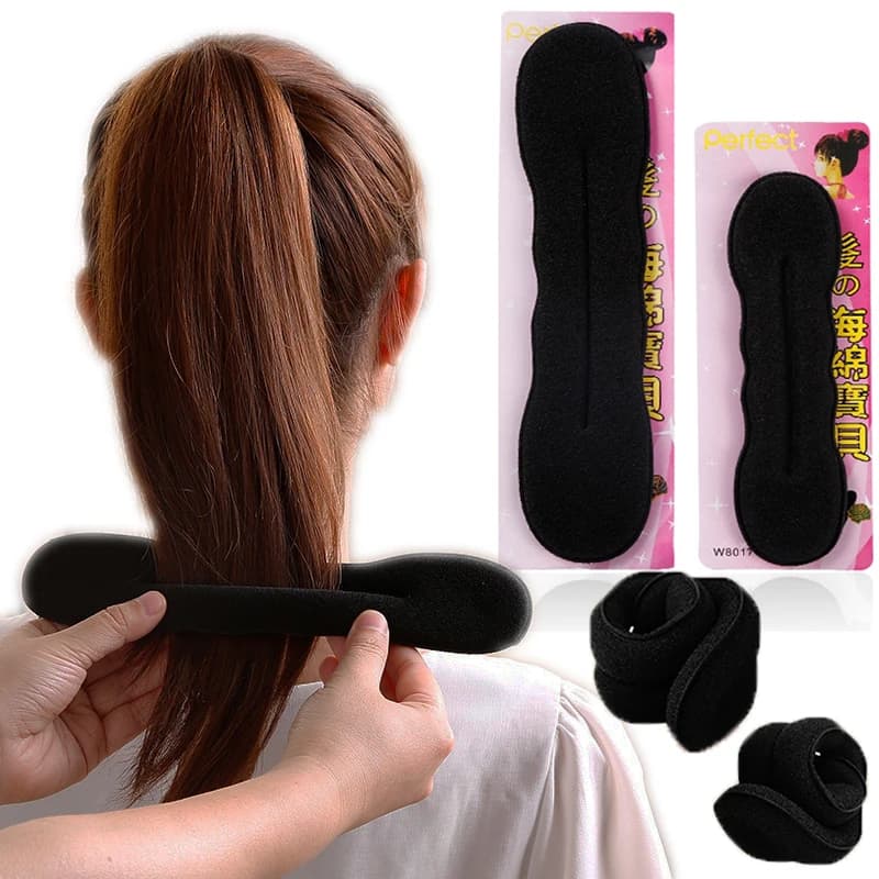 2PCS Black Bigodino Hair Sponge Women Pig Magic Foam Diaper FAI Torsion Tote Maker Hair Sludge Dusting Tool Hair Clips