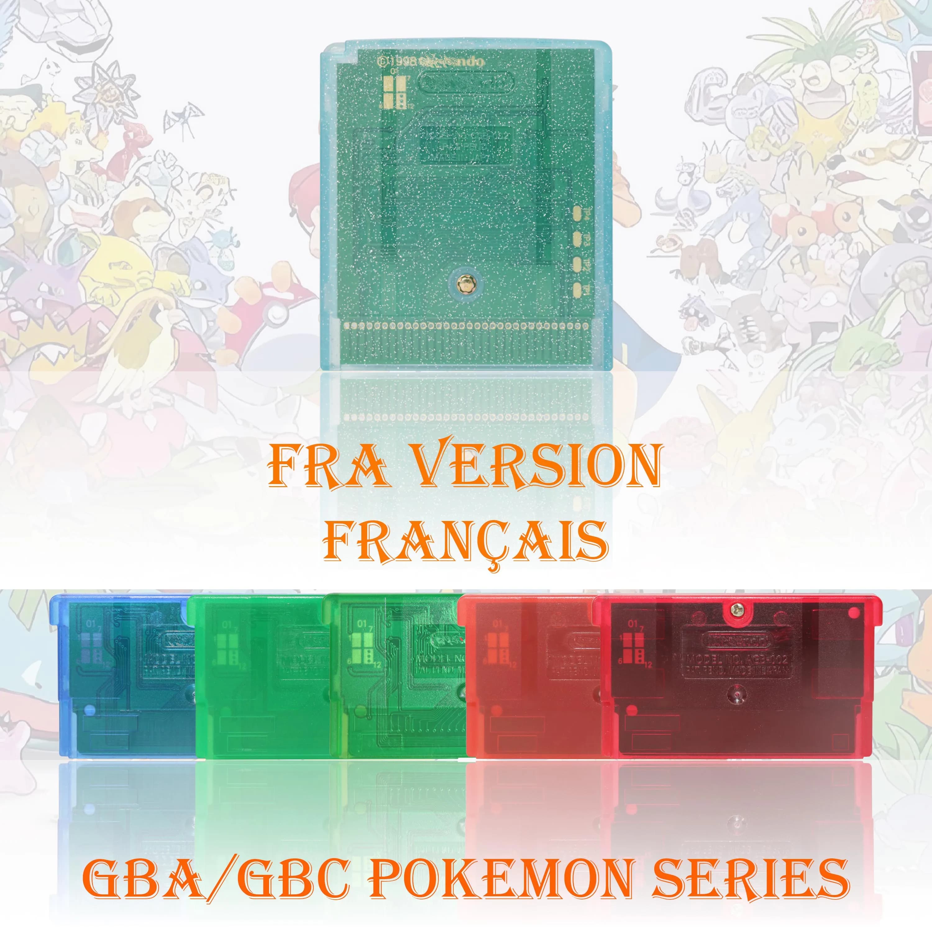 FRA Version Pokemon Cristal/Saphir/Rouge Feu/Argent Game Cartridge Video Game Console Card High Quality With Battery For GBC GBA