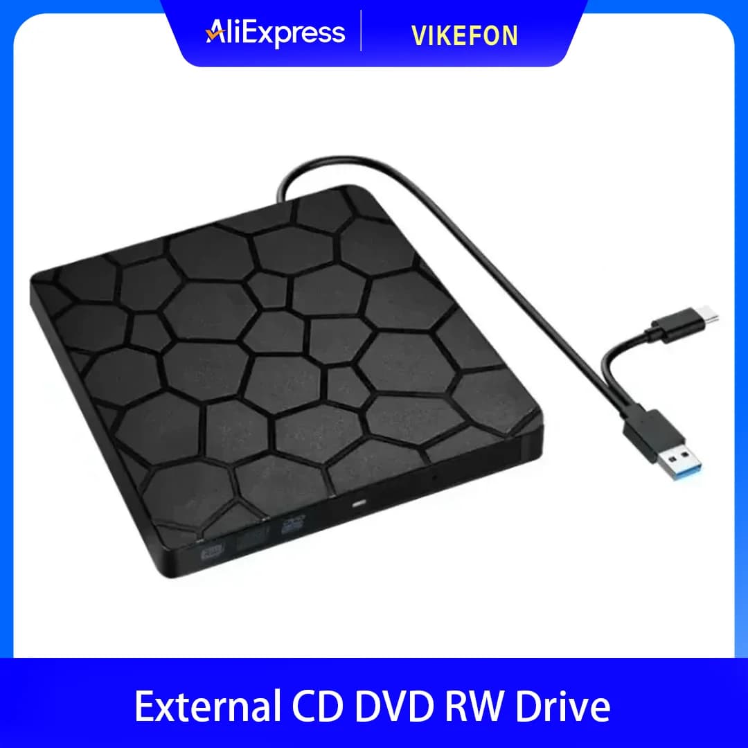 External CD DVD RW Drive USB 3.0 Type C Ultra Slim Portable Optical Burner Writer Player For Laptop Desktop PC Computer
