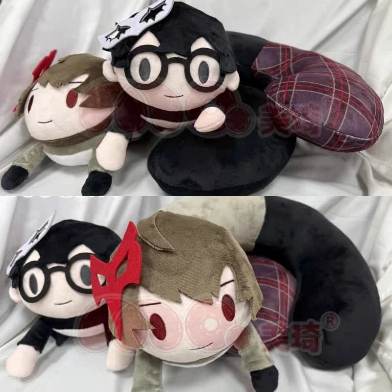 Nuovo cuscino per il collo a forma di U Persona 5 Ren Amamiya Goro Akechi Anime Peripheral, cuscino caldo e morbido per viaggi in dormitorio studentesco