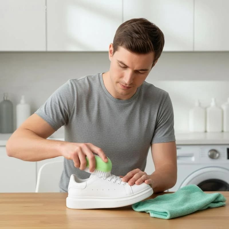 SHIDWJ Jue Fish Detergente per Scarpe Bianche, Rimuove Macchie e Ingiallimenti, Non Danneggia la Tomaia, Detergente Portatile per Scarpe Bianche con Spazzola