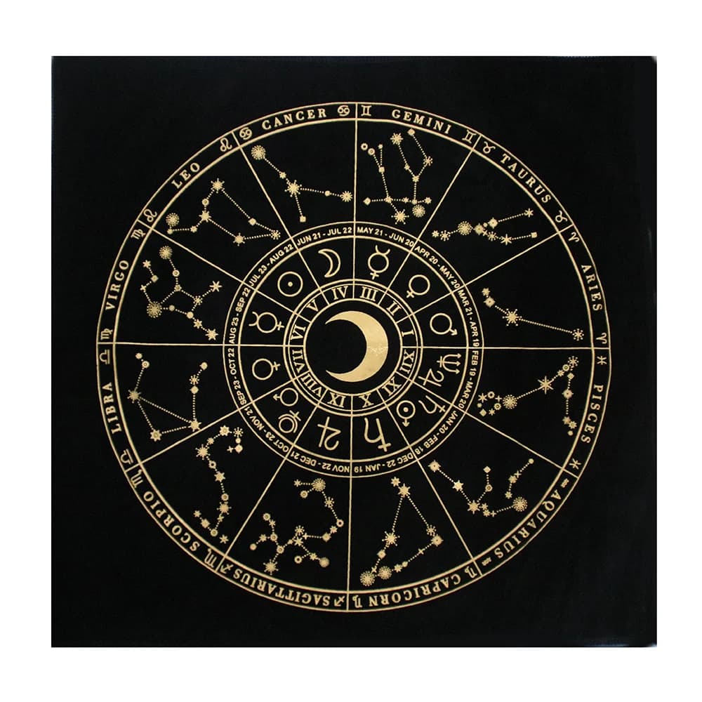 Tovaglie nere Tarocchi Carta di tarocchi Divinazione Tovaglia di Halloween Oro nero Decorazione di moda Sigillo alchemico Altare Astrologia