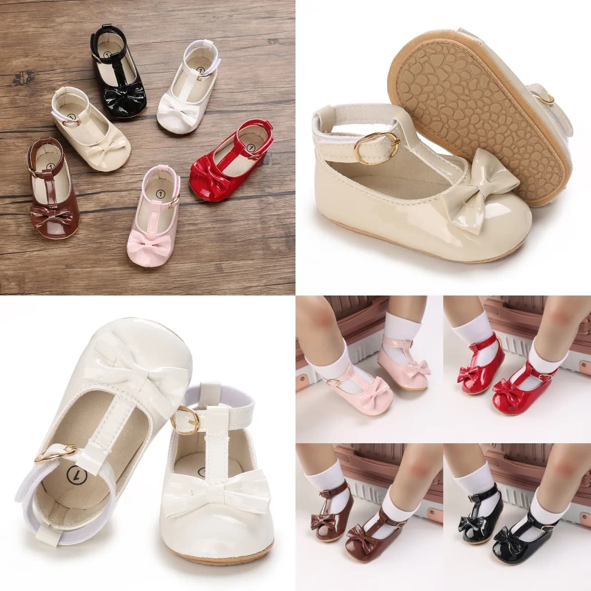 Scarpe da principessa in pelle PU alla moda per neonate, mocassini con suola in gomma antiscivolo per primi passi estivi