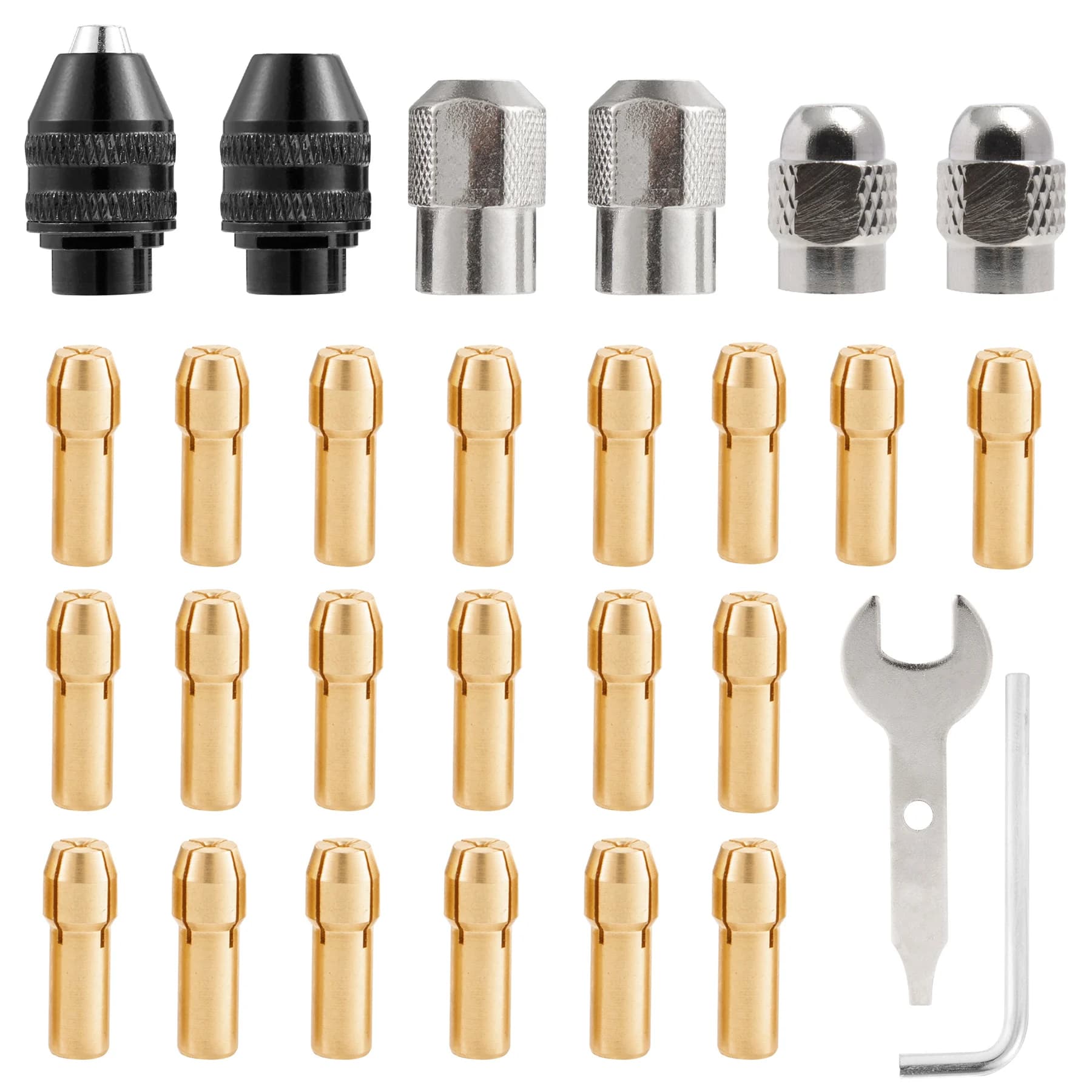 Set di pinze per mandrino da trapano da 28 pezzi per Dremel, da 1/32" a 1/8" di ricambio 4486 Utensile rotante con gambo per mandrino senza chiave per trapano Cambio rapido