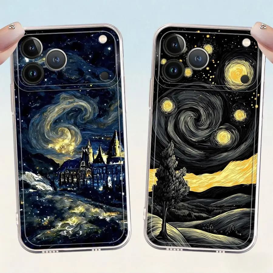 Case for iPhone 17 Pro Max 16 XS Max Air 12 Mini XR 15 11 13 Pro 14 Plus 17e Soft Phone Cover Van Gogh Night Sky