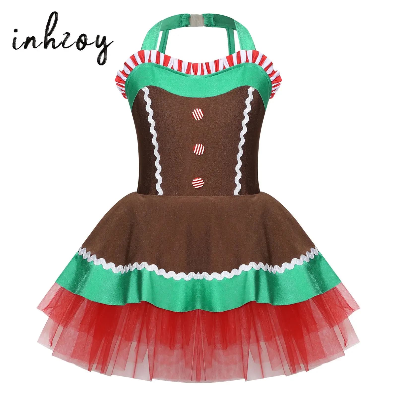 Costume da uomo di pan di zenzero senza maniche con scollo all'americana per ragazza Sweetheart Mesh Tutu Body Abito da ballo Performance Pattinaggio di figura Dancewear